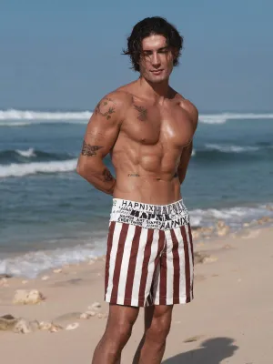 Hapnix® - The Coffee Stripe Men's 7" Swim Trunks