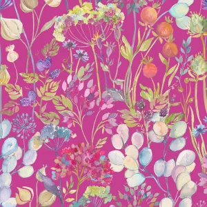 Hedgerow Printed Crafting Cotton Apparel Fabric (By The Metre) Fuchsia