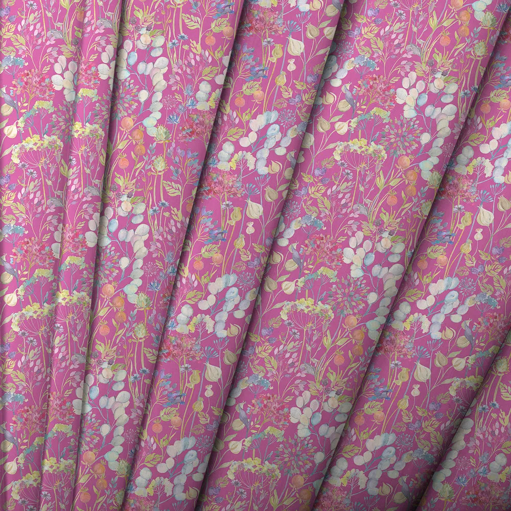 Hedgerow Printed Crafting Cotton Apparel Fabric (By The Metre) Fuchsia