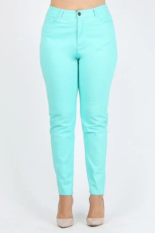 Hi Curvy Plus Size Women High Waist Solid Stretch Jeans Pants