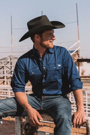 King River Full Button Work Shirt - Navy