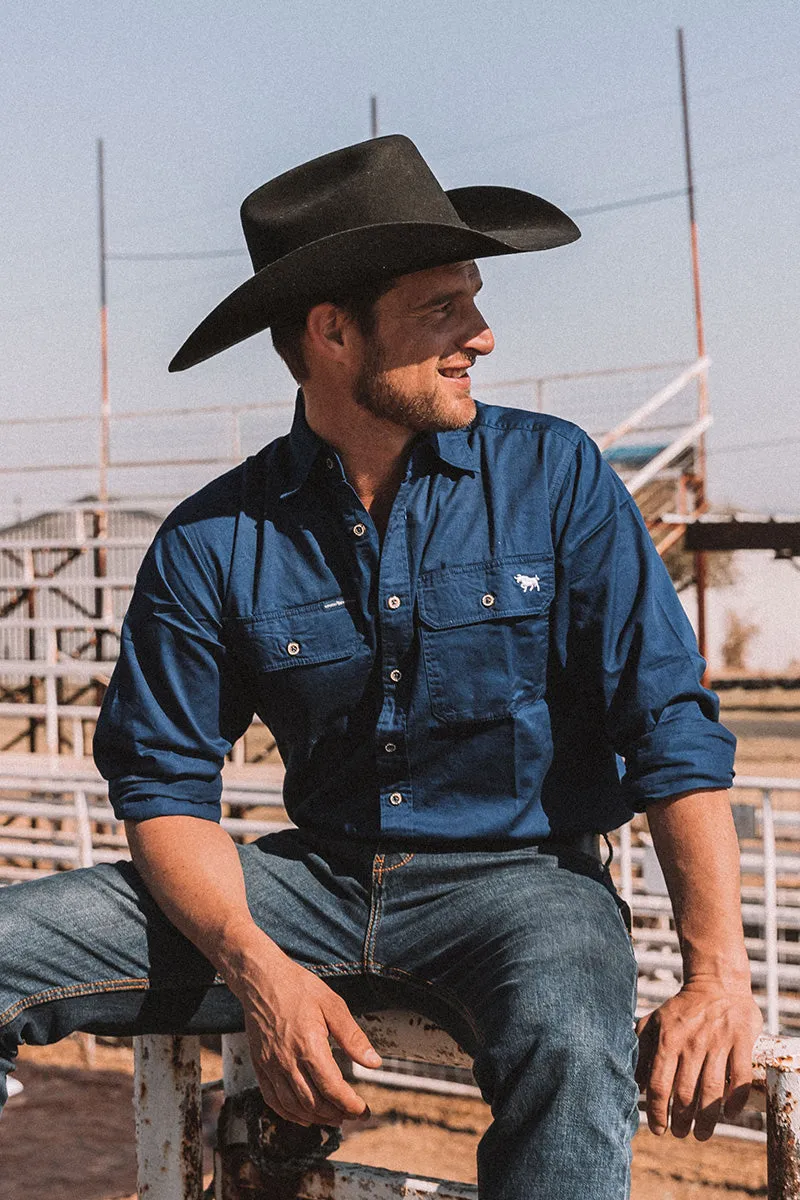 King River Full Button Work Shirt - Navy