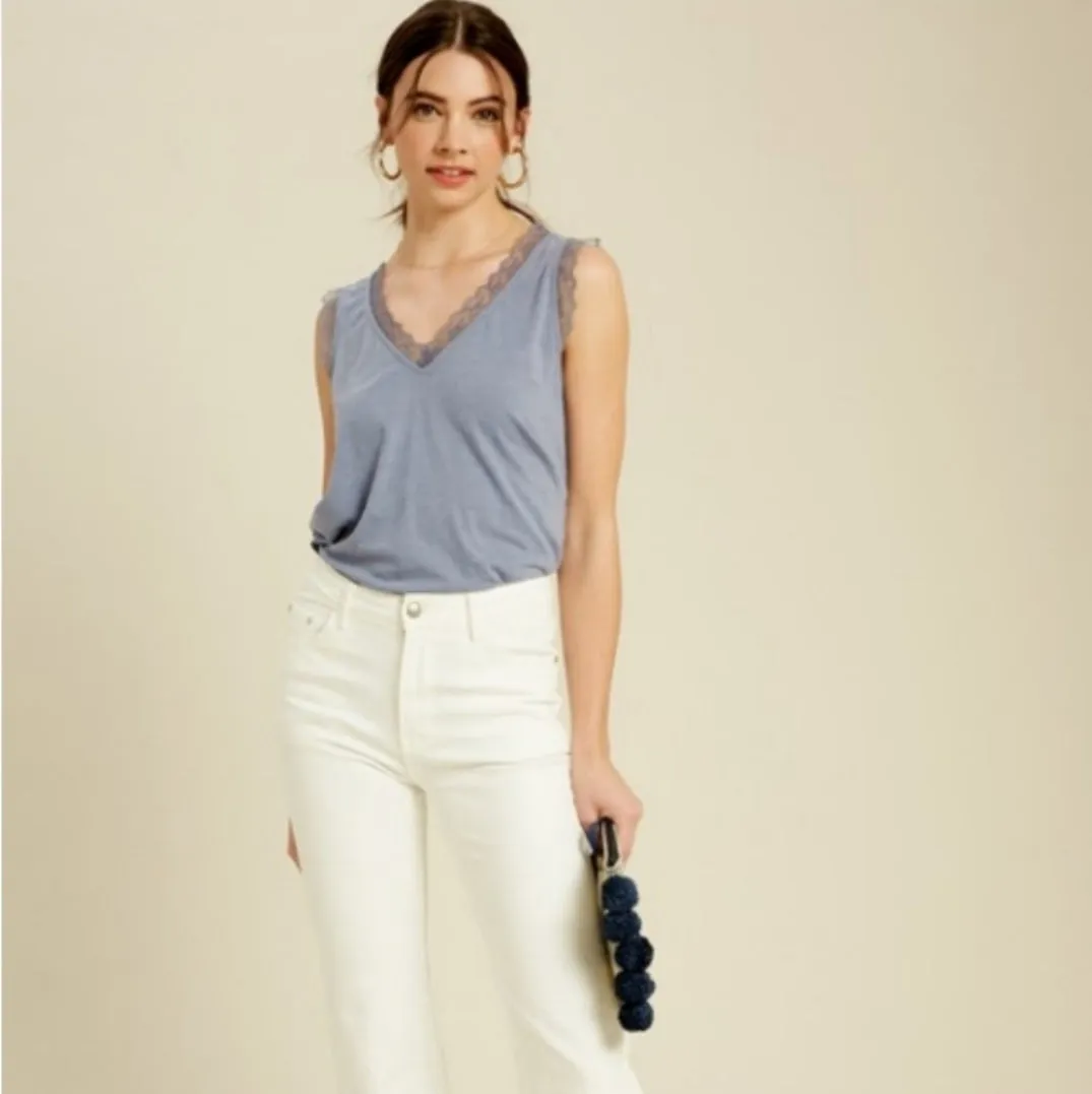Lace Trimmed Jersey Top