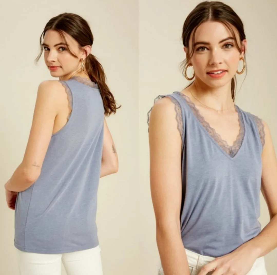 Lace Trimmed Jersey Top