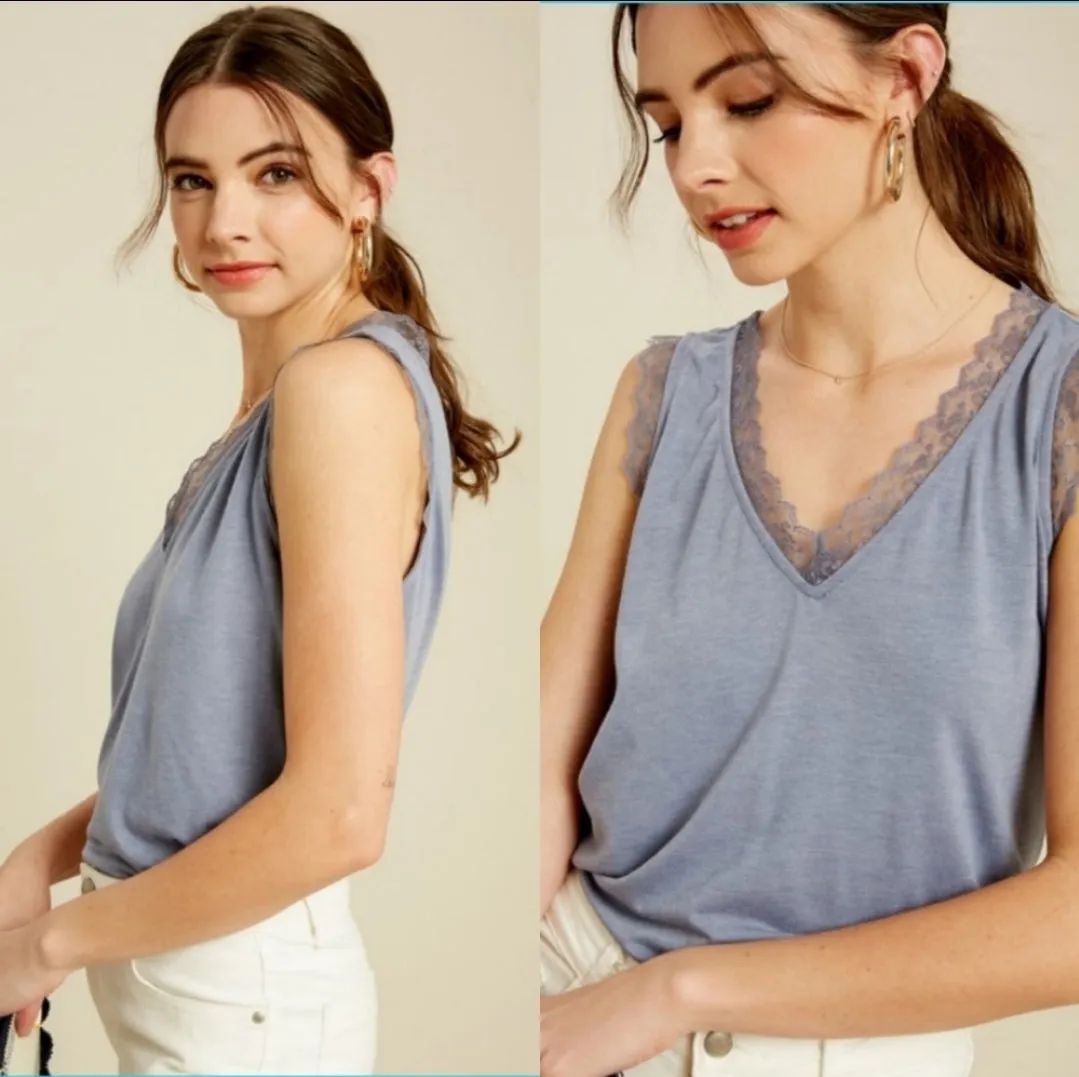 Lace Trimmed Jersey Top