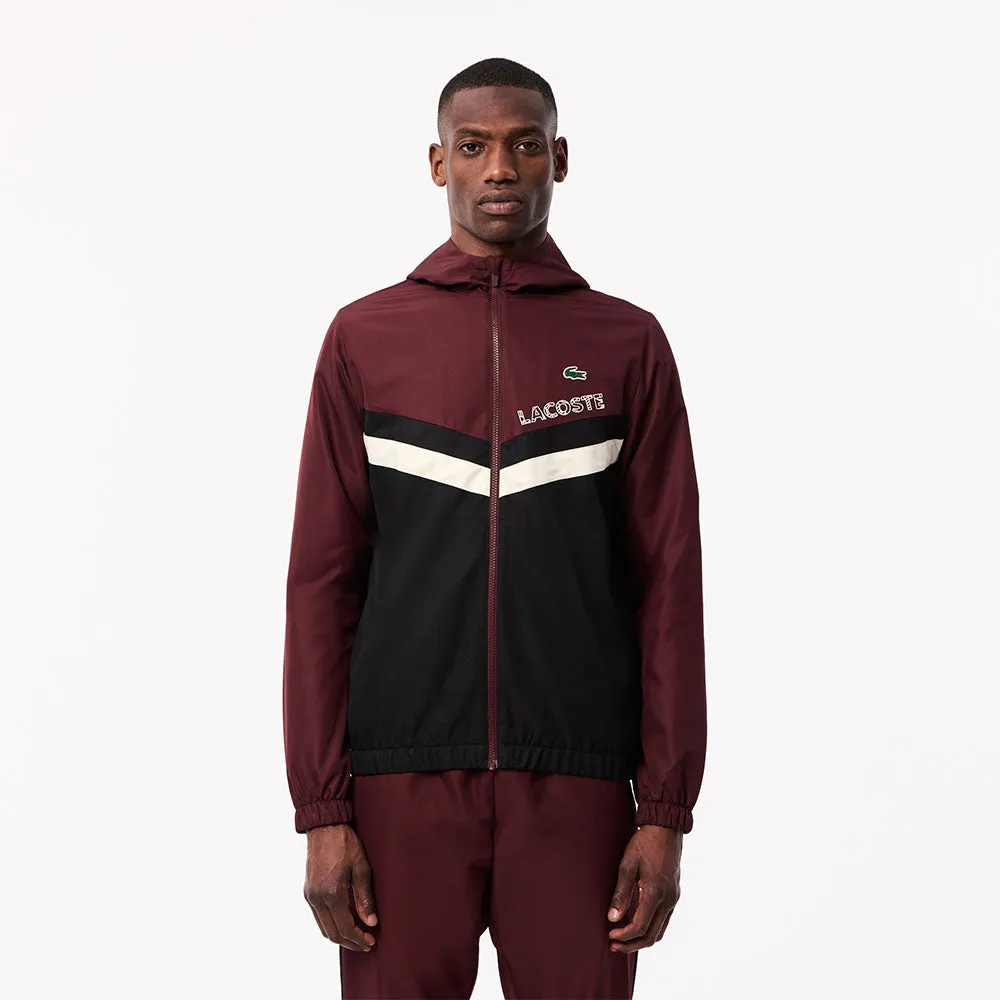 Lacoste Diamond Taffeta Tennis Tracksuit Set Bordeaux/Black/White