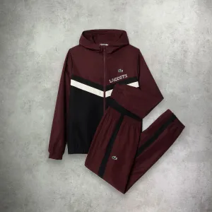 Lacoste Diamond Taffeta Tennis Tracksuit Set Bordeaux/Black/White