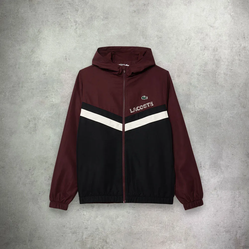 Lacoste Diamond Taffeta Tennis Tracksuit Set Bordeaux/Black/White
