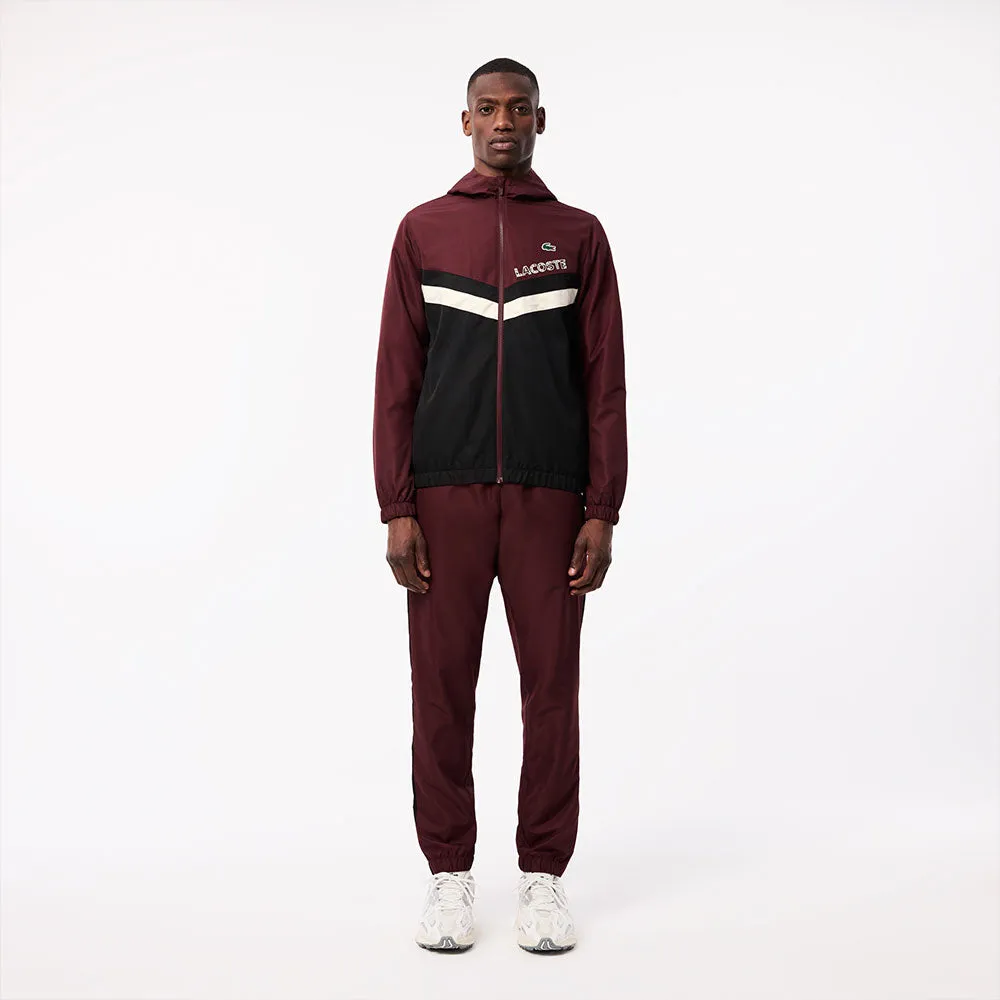 Lacoste Diamond Taffeta Tennis Tracksuit Set Bordeaux/Black/White
