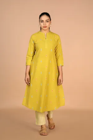 Lime Green Cotton Kurti and pants set