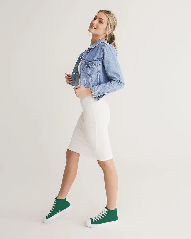 Medium Dark Cool Green Women's High-top Canvas Sneakers | Women's | Medium Dark Pure Cool Green | C100M0Y75K60