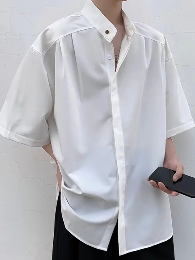 Mens High Collar Loose Fitting Shirt
