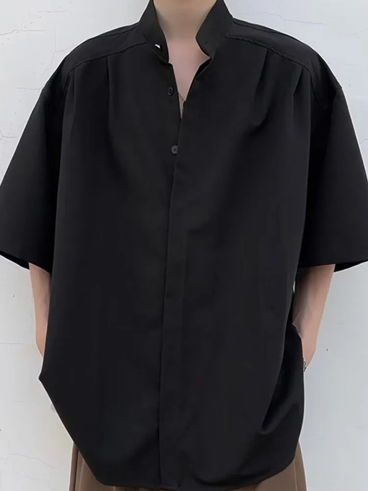 Mens High Collar Loose Fitting Shirt