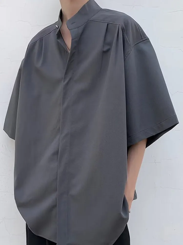 Mens High Collar Loose Fitting Shirt