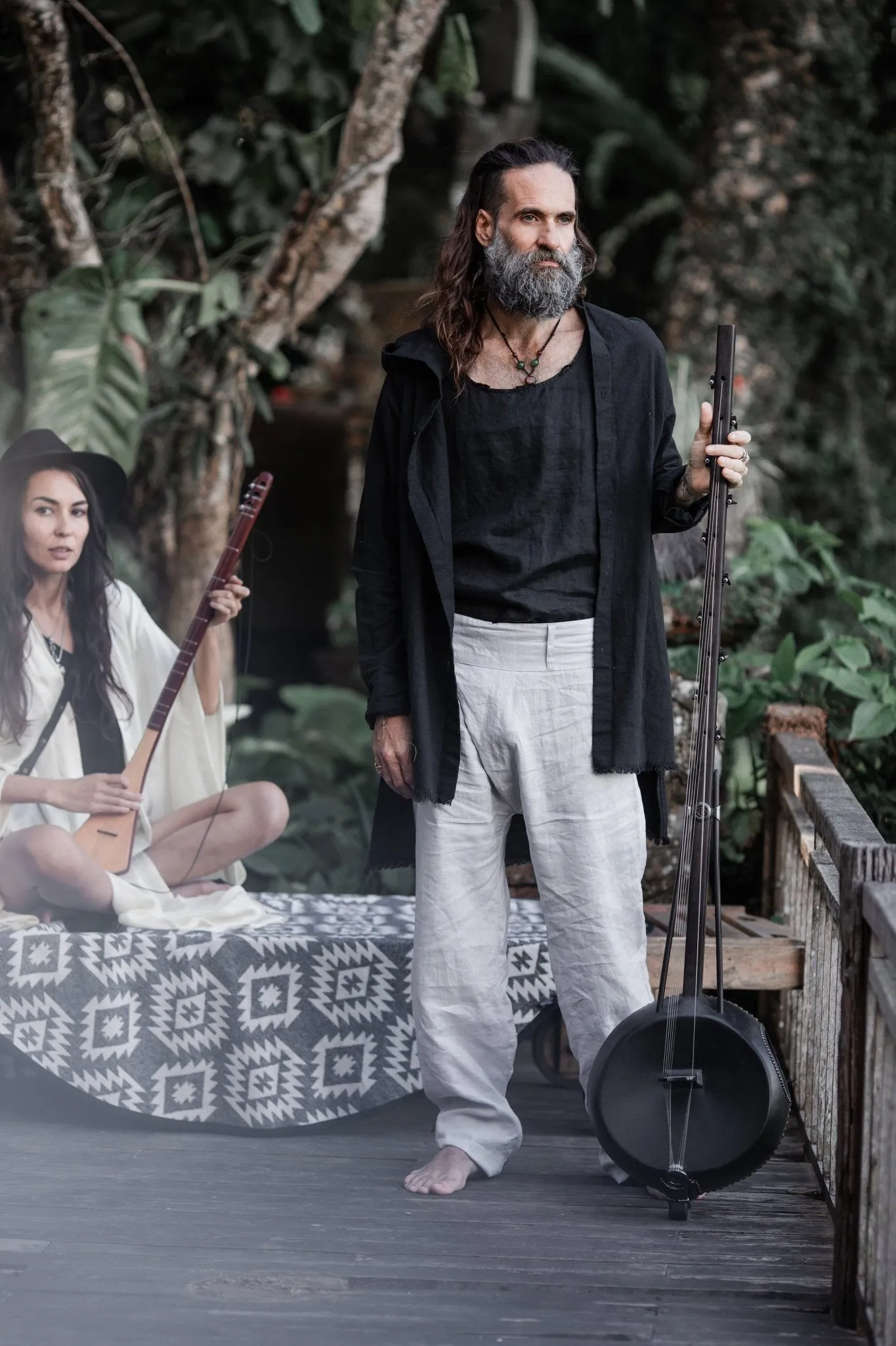 Mens Linen Wrap Pants / Loose Fitting Lounge Boho Trousers / Grey