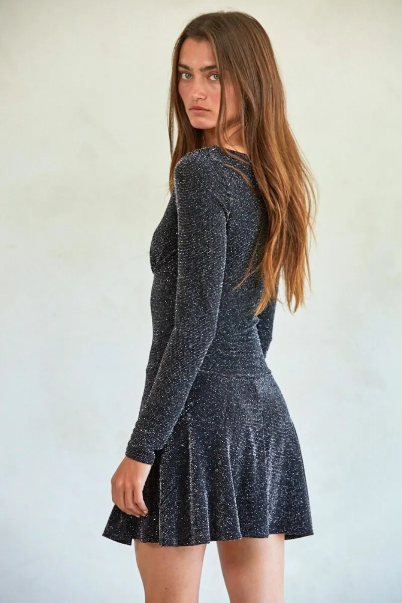 Metallic Fibres Spandex Lurex Mini Dress