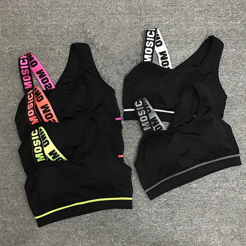 New Letter Cut Out Sports Bra Women Fitness Yoga