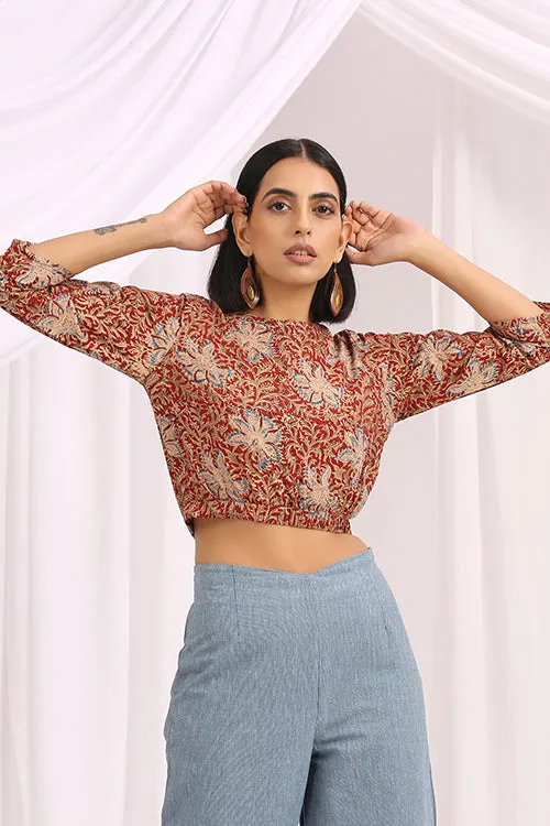 Okhai 'Jashan' Hand Block Printed Kalamkari Short Top