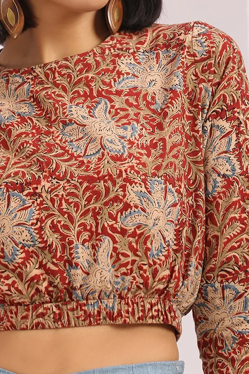 Okhai 'Jashan' Hand Block Printed Kalamkari Short Top
