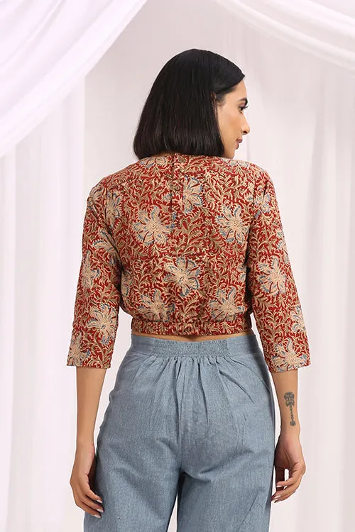 Okhai 'Jashan' Hand Block Printed Kalamkari Short Top