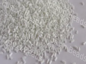 Opaque Frosted White Pipe / Bugle Glass Beads (Wholesale)