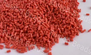 Orange Opaque Bugle / Pipe Beads