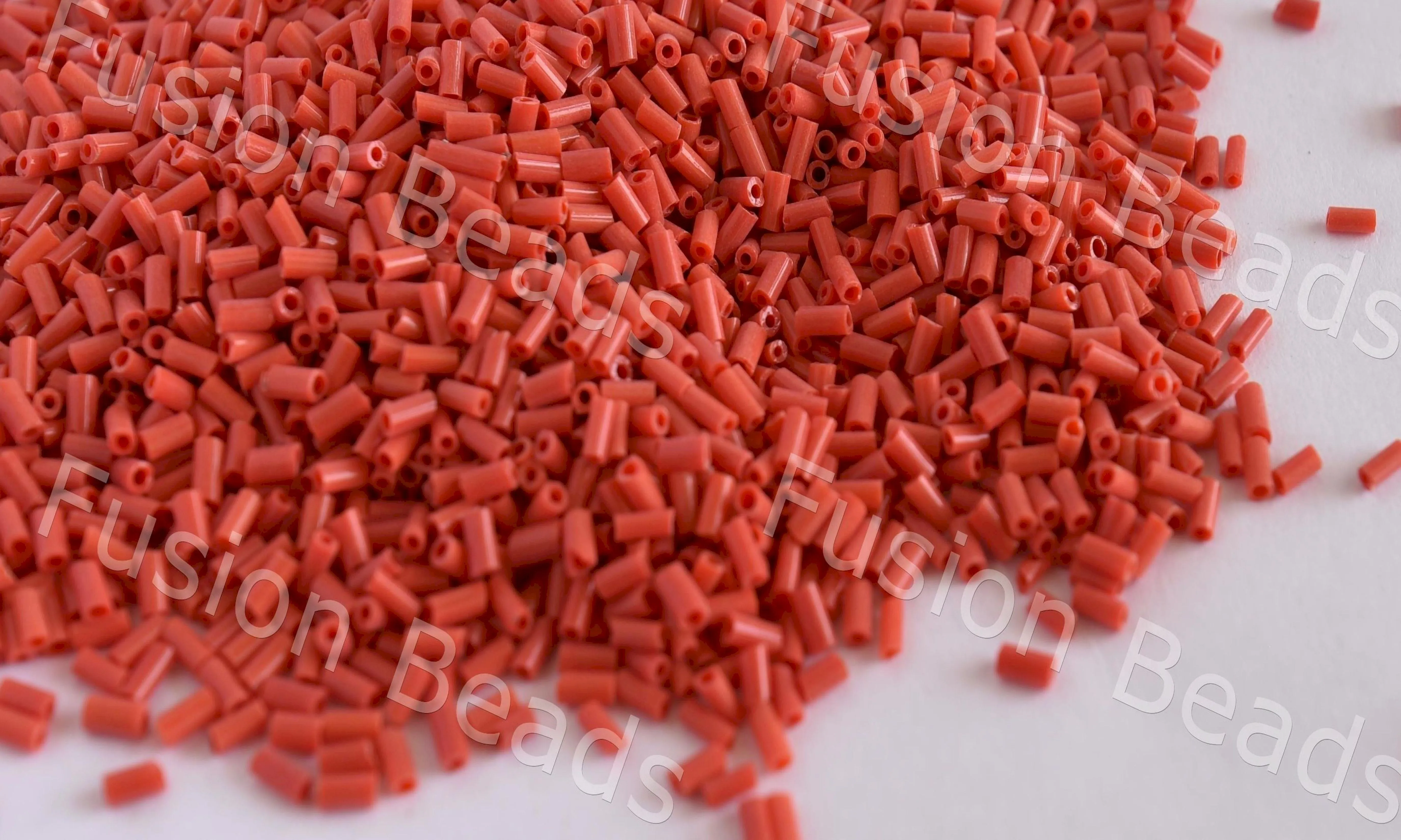 Orange Opaque Bugle / Pipe Beads