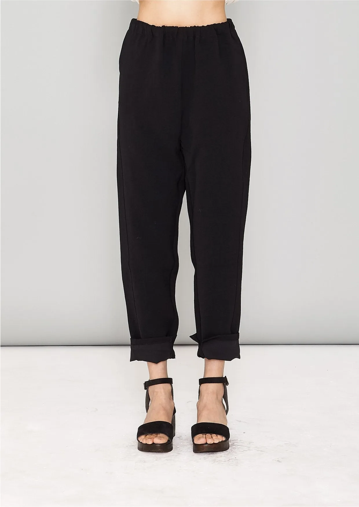 PANTS STRETCH HIGH WAIST - black plain by BERENIK