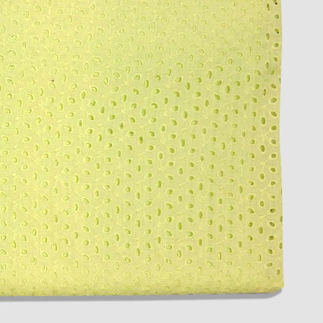 Parrot Green Floral Embroidered Cotton Hakoba Fabric