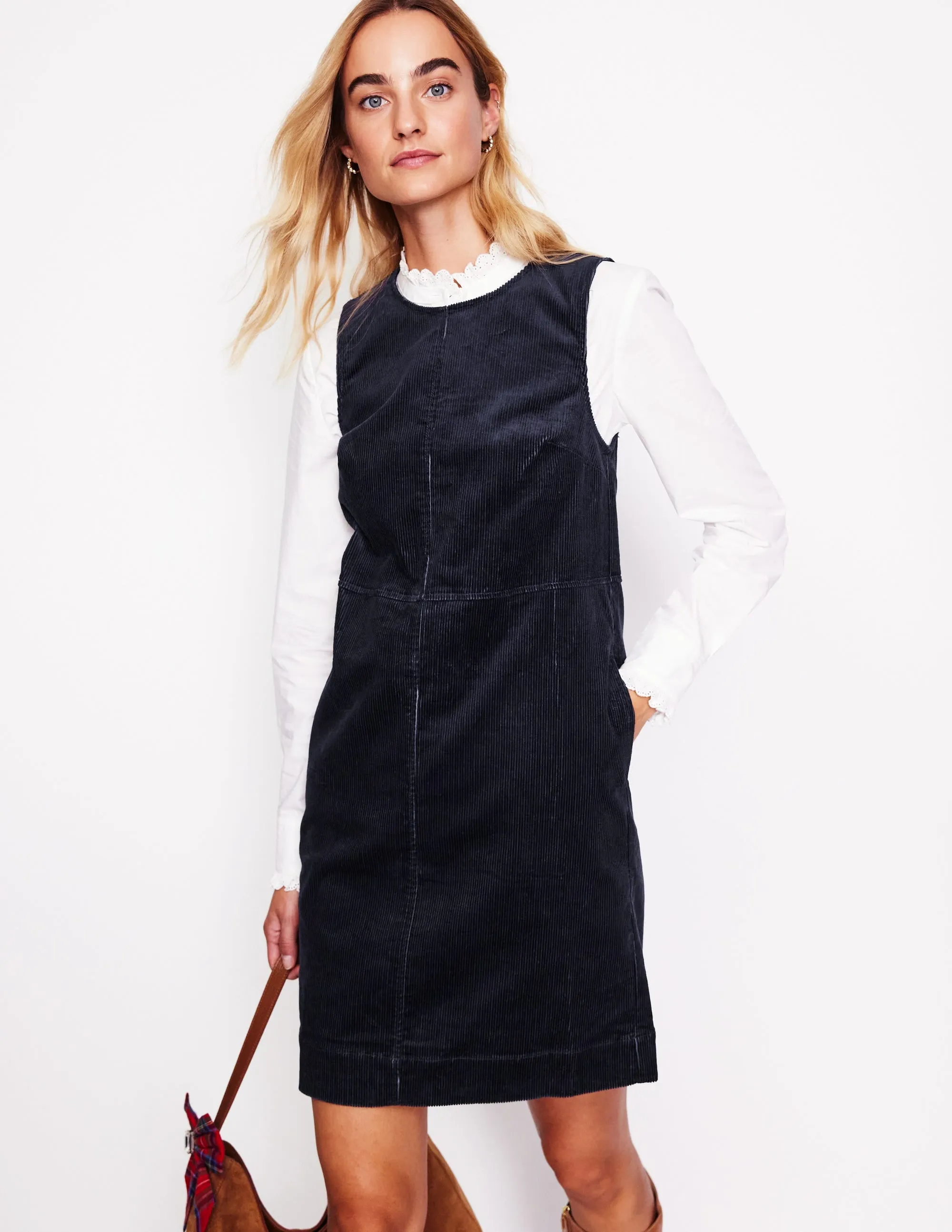 Pia Cord Shift Dress-Navy