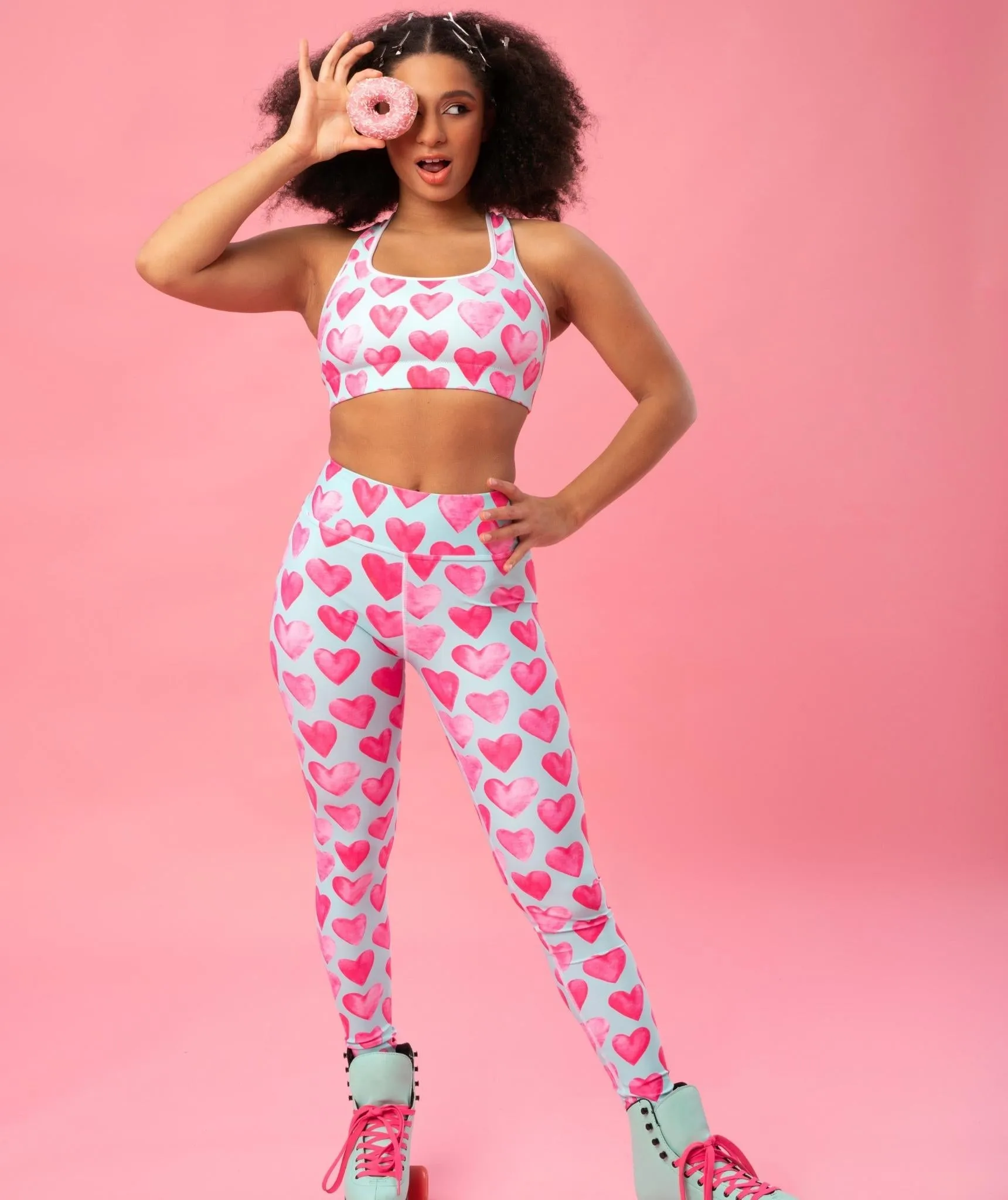 Pink Hearts Yoga Leggings