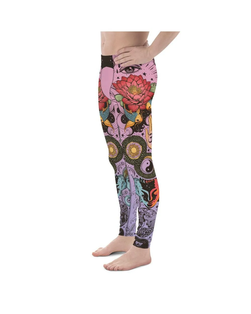 Pink Tattooed Lotus Meggings