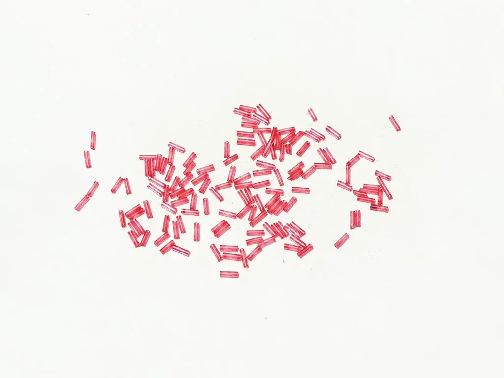 Pink Transparent Pipe / Bugle Glass Seed Beads (Wholesale)