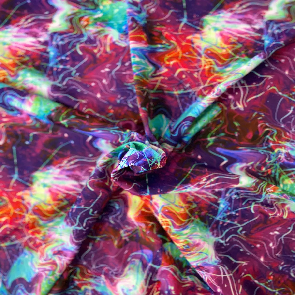 Purple Multicolor Laser Tie Dye Nylon Spandex Fabric