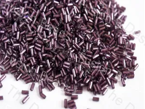 Purple Silverline Bugle / Pipe Glass Beads (Wholesale)