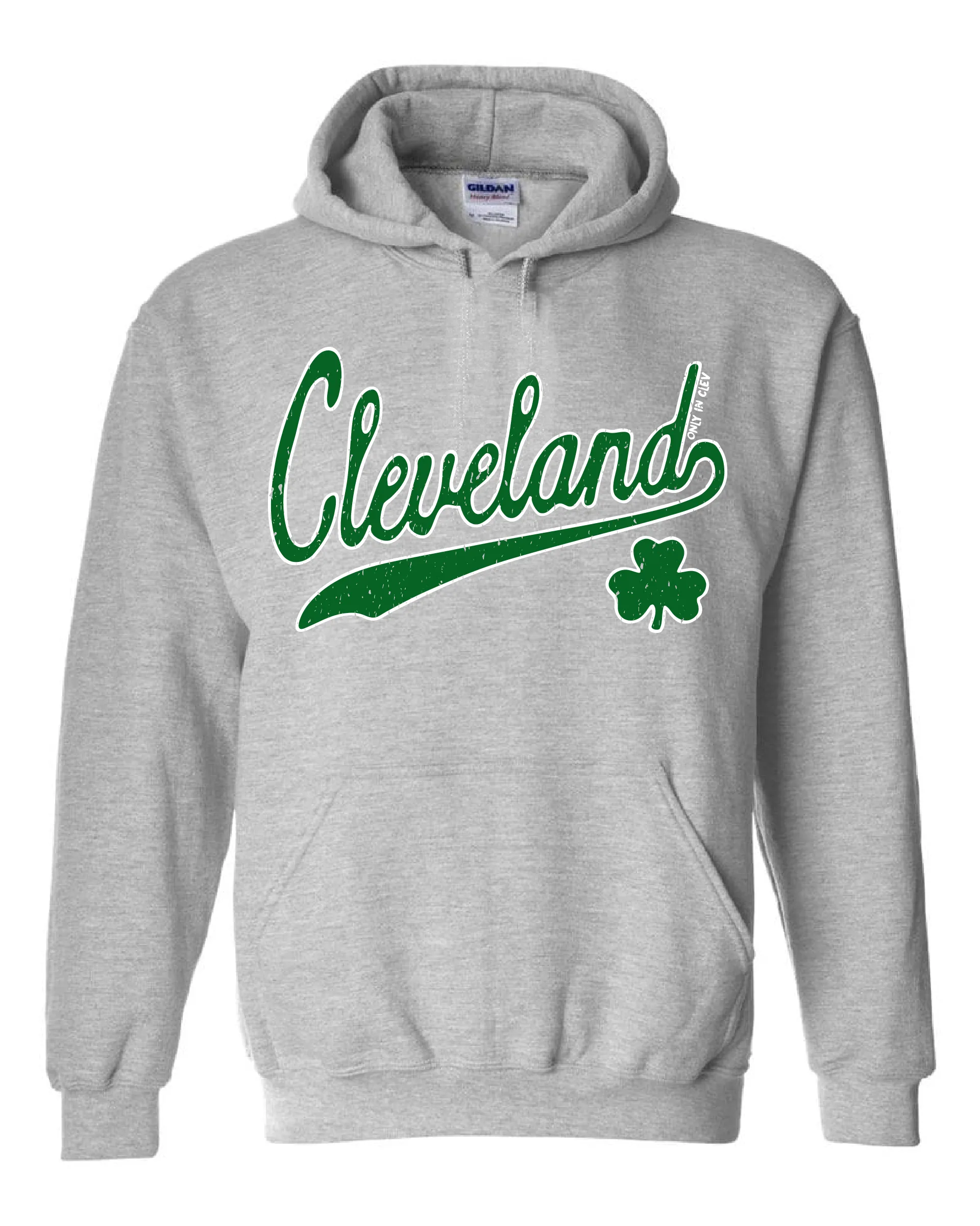 "Script Cleveland Irish" design on Grey