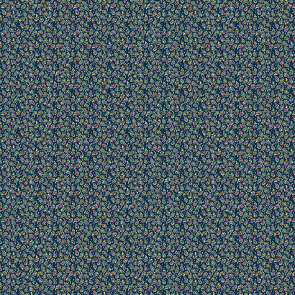 Rafiya Printed Fine Lawn Cotton Apparel Fabric Remnant Summer Navy