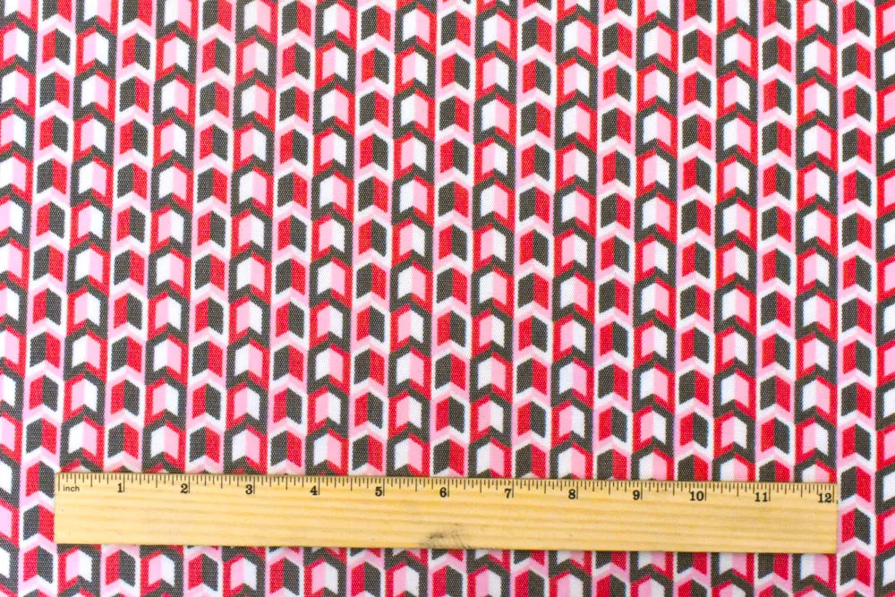 Red-Black-Multi Arrow Printed Stretch Polyester Mesh Knit Fabric