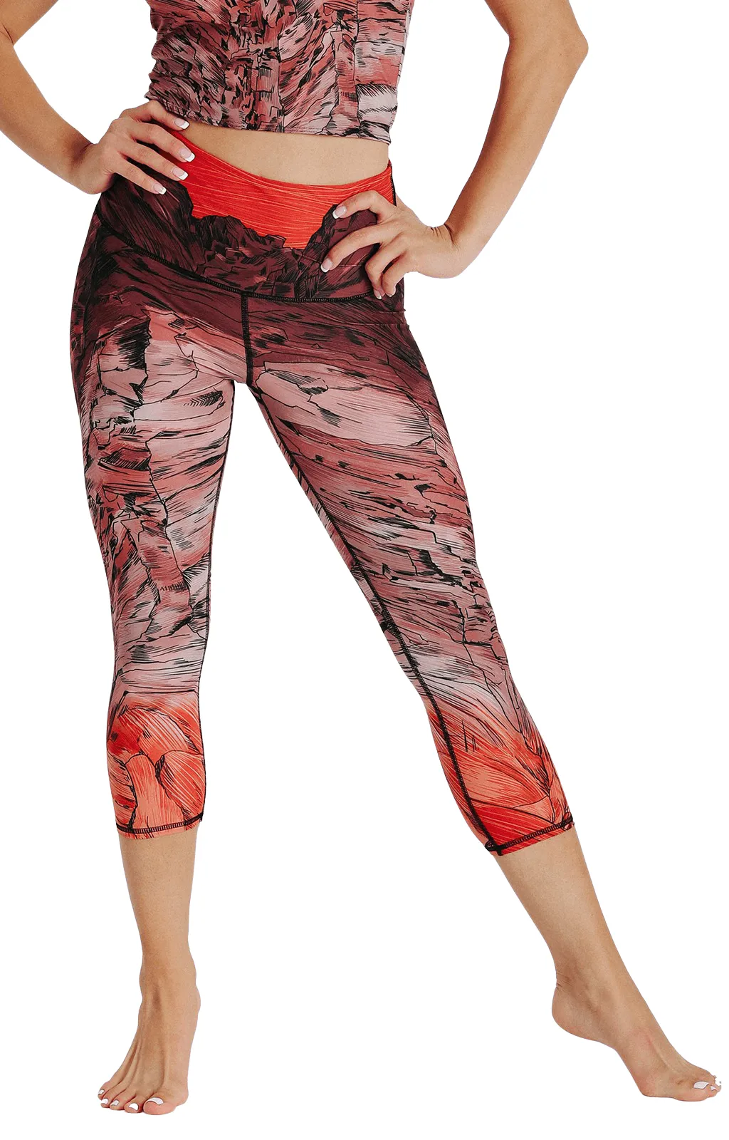 Red Rocks Printed Yoga Crops