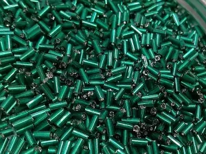 Sea Green Silverline Pipe / Bugle Glass Seed Beads (Wholesale)