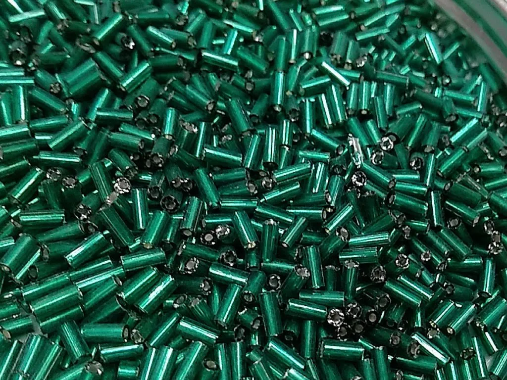 Sea Green Silverline Pipe / Bugle Glass Seed Beads (Wholesale)