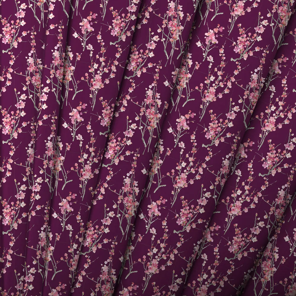 Seville Printed Cotton Poplin Apparel Fabric (By The Metre) Blossom/Mulberry