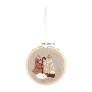 Shepherd Embroidered Hoop Ornament
