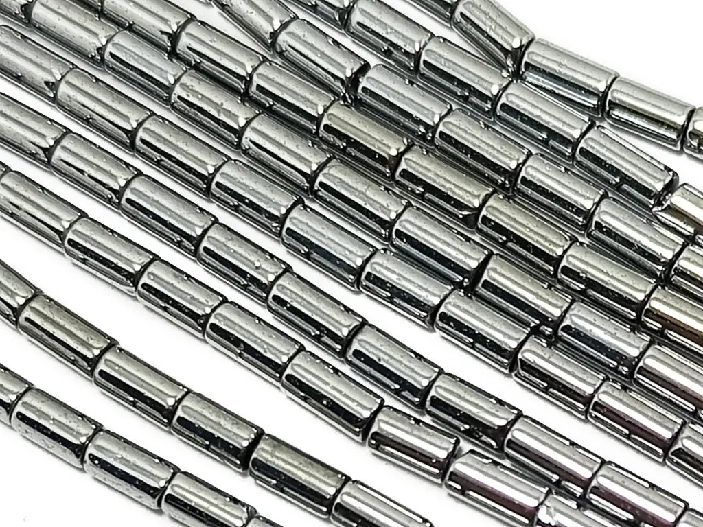 Silver Metallic Pipe Shaped Crystal Beads