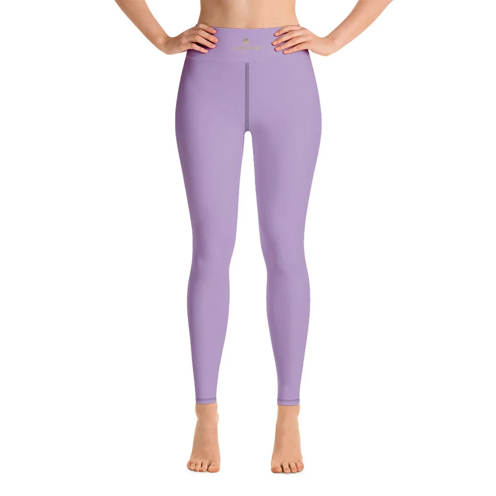 Solid Purple Color Yoga Leggings, Light Pale Purple Women's Long Tights-Made in USA/EU/MX