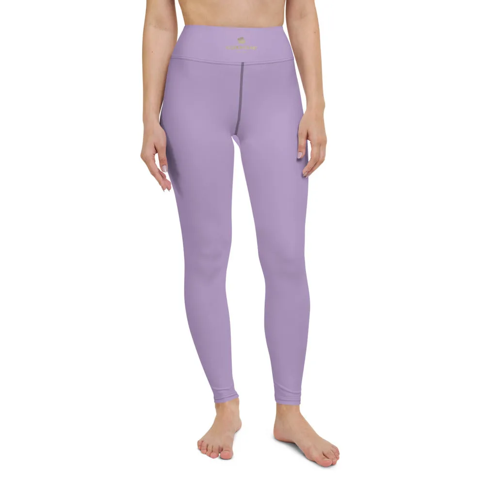 Solid Purple Color Yoga Leggings, Light Pale Purple Women's Long Tights-Made in USA/EU/MX