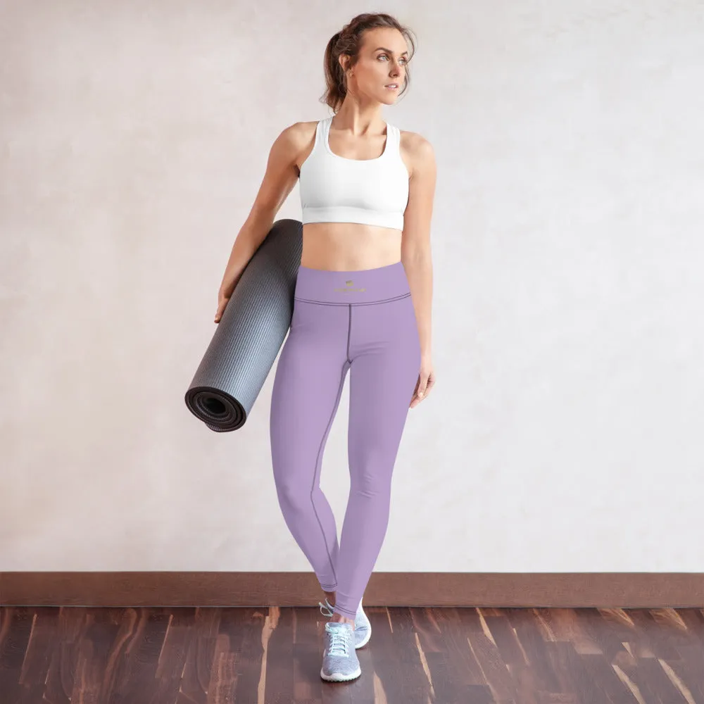 Solid Purple Color Yoga Leggings, Light Pale Purple Women's Long Tights-Made in USA/EU/MX
