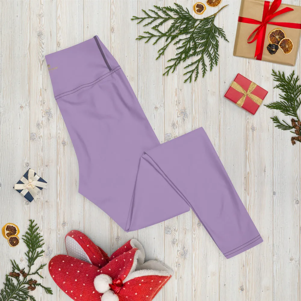 Solid Purple Color Yoga Leggings, Light Pale Purple Women's Long Tights-Made in USA/EU/MX