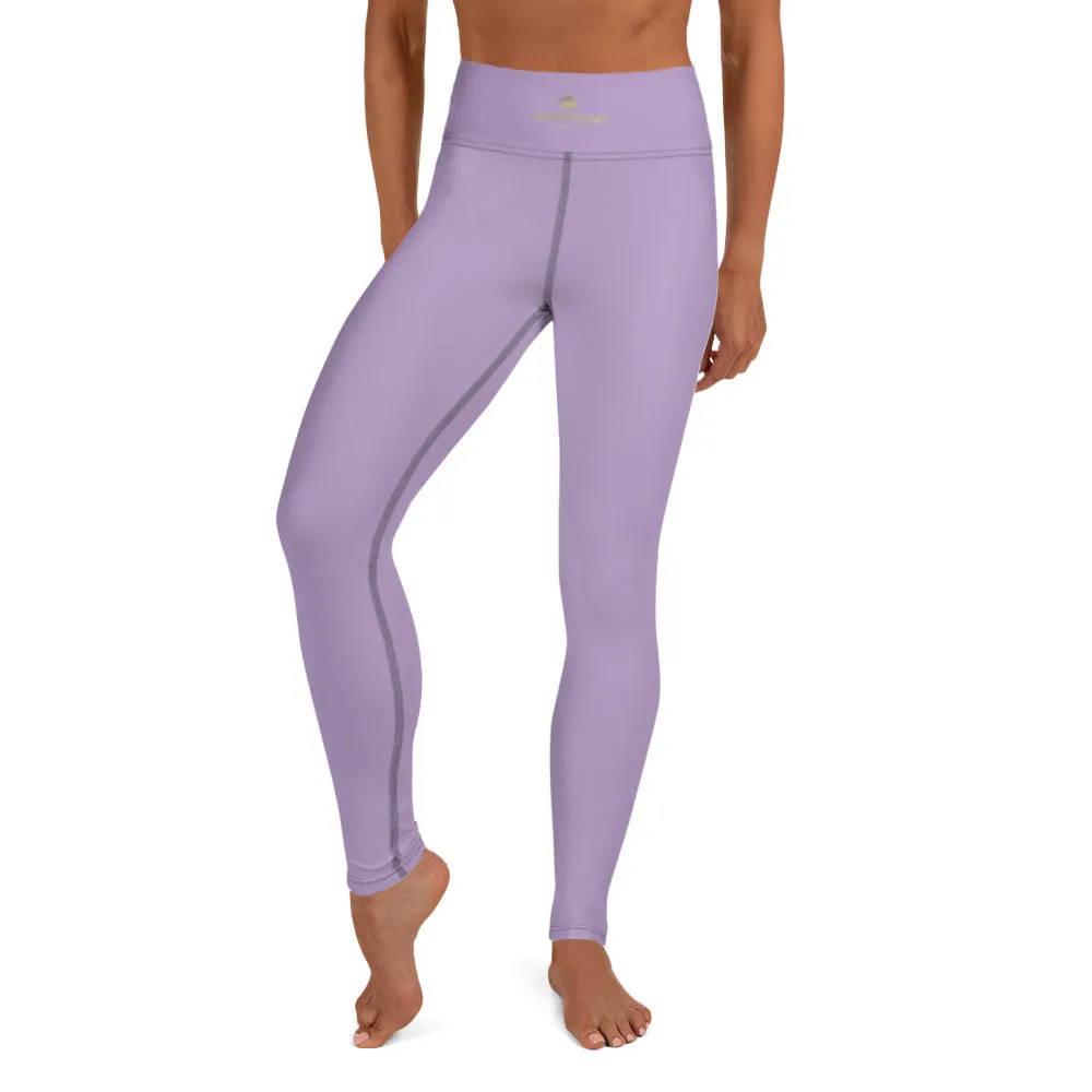 Solid Purple Color Yoga Leggings, Light Pale Purple Women's Long Tights-Made in USA/EU/MX