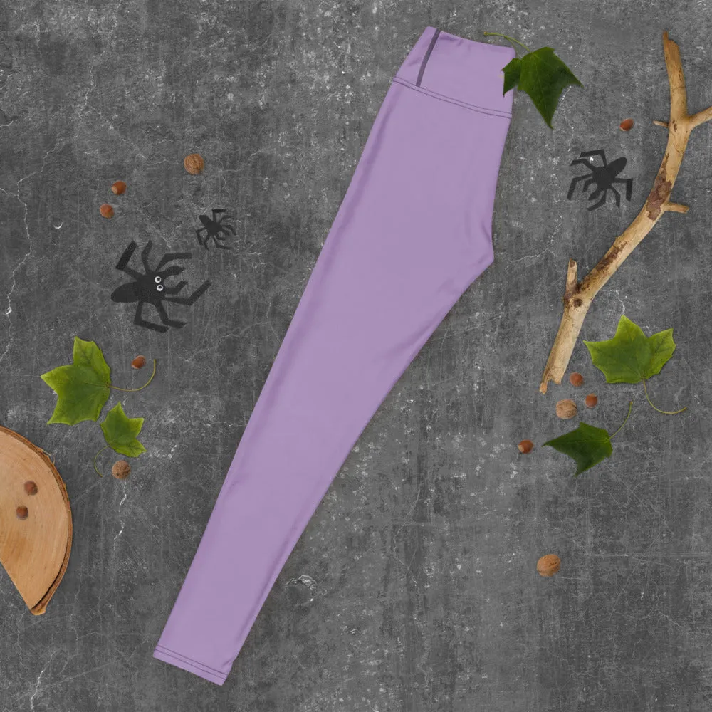 Solid Purple Color Yoga Leggings, Light Pale Purple Women's Long Tights-Made in USA/EU/MX